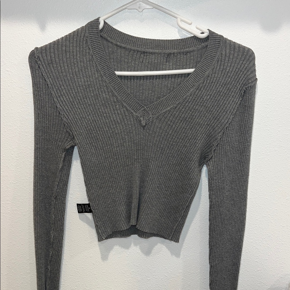 Ambiance Charcoal Ribbed Crop Top